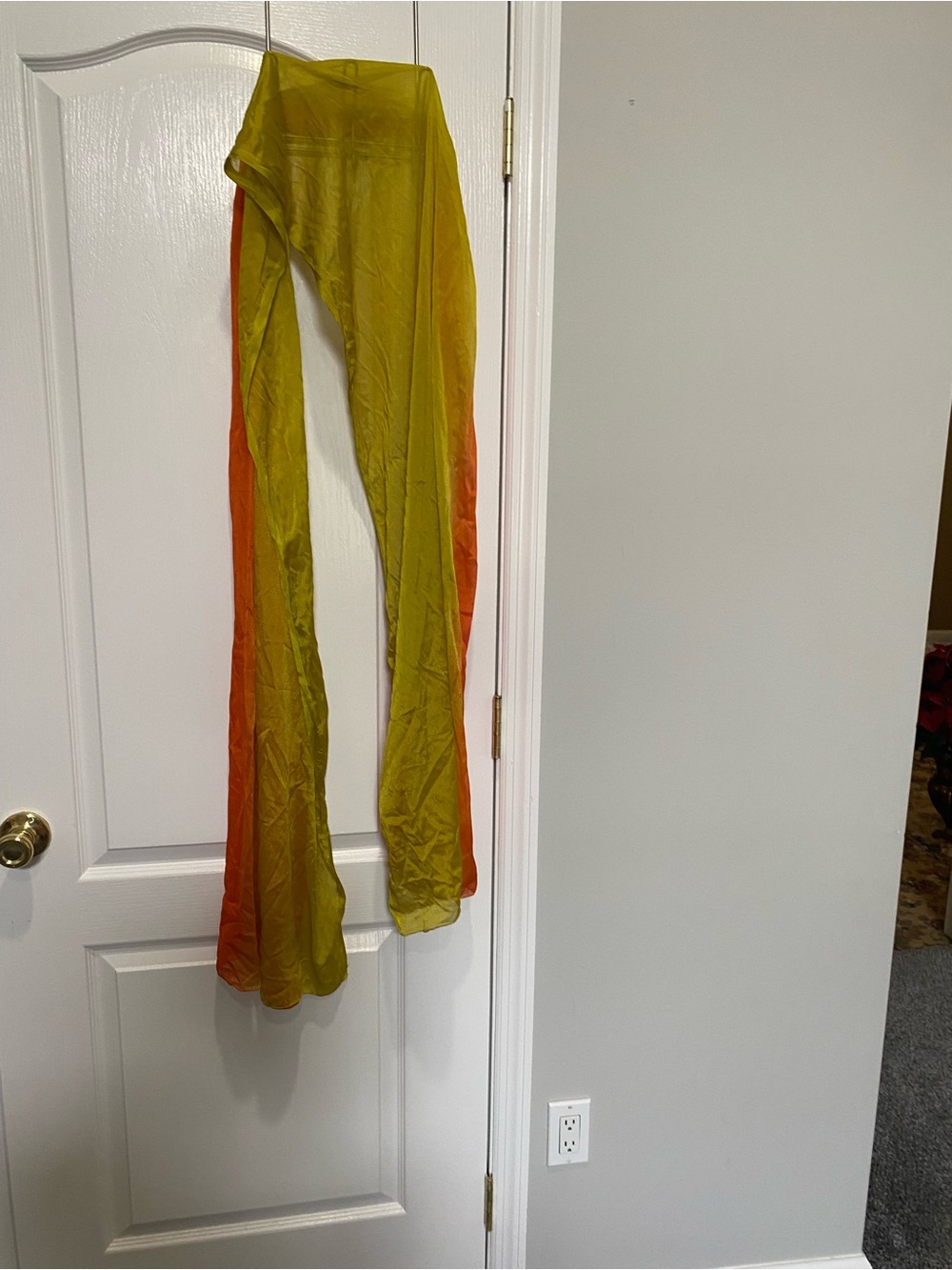 Lightweight Two-Tone Green and Orange Scarf Wrap
